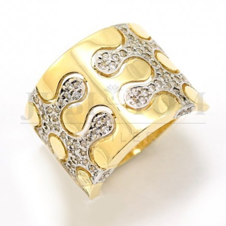 Oryginalny złoty pierścionek z cyrkoniami