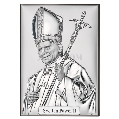 Obrazek srebrny z wizerunkiem Papieża Jana Pawła II