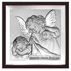 Obrazek srebrny na pamiątkę Chrztu Świetego/Anioł Stróż