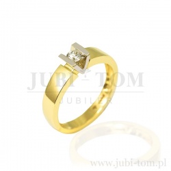 Przepiękny złoty pierścionek z brylantem - oprawa białe złoto 